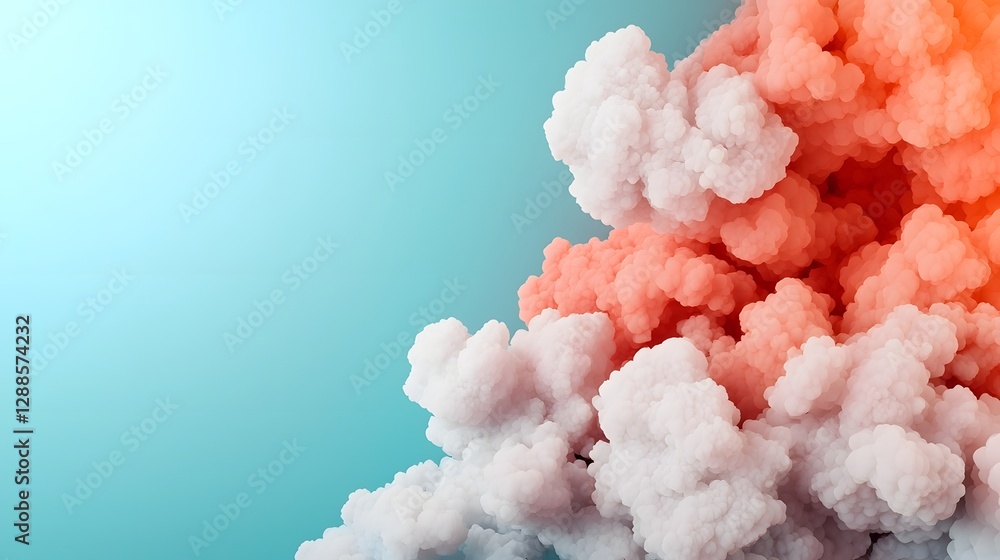 Poster dreamy pastel gradient clouds forming an ethereal airy and soft backdrop with a clean white central 
