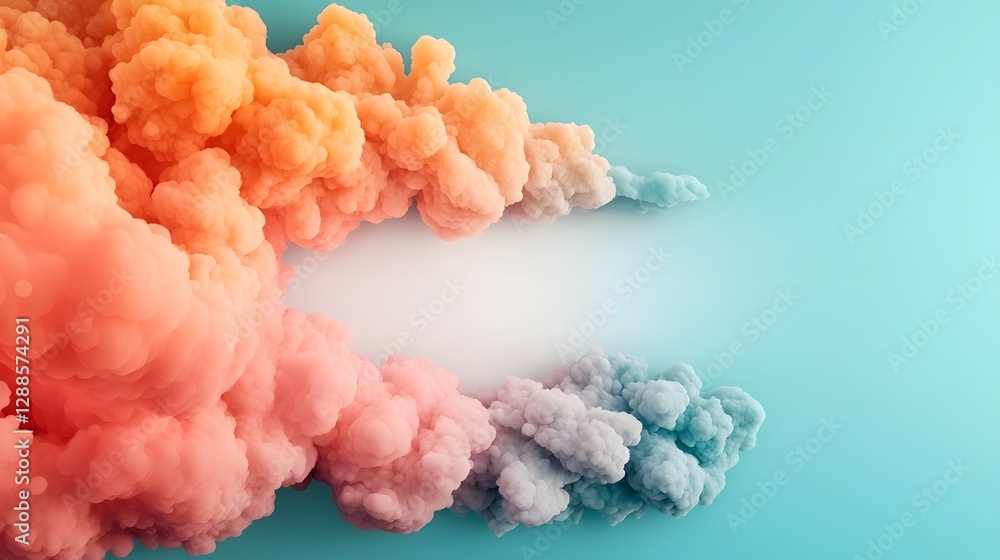 Poster dreamy pastel gradient clouds forming an ethereal and soft atmospheric background with an open white