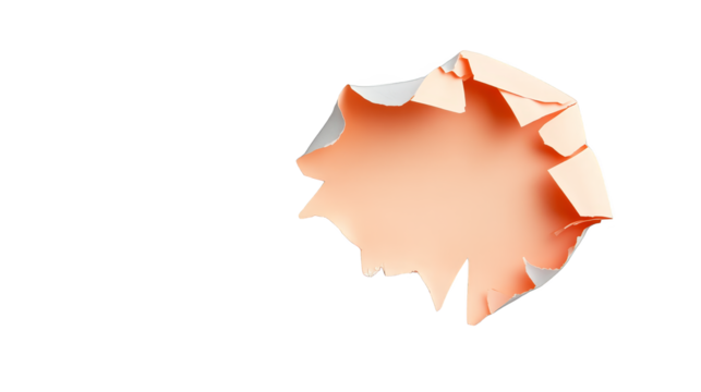 Torn paper hole, abstract photography of ripped with light and shadow torn