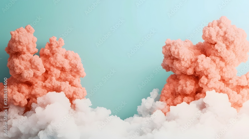 Poster dreamy pastel gradient clouds forming an ethereal whimsical and atmospheric backdrop with a soft air