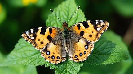 Obraz premium Delicate Butterfly Resting in Eco-Friendly Garden Haven