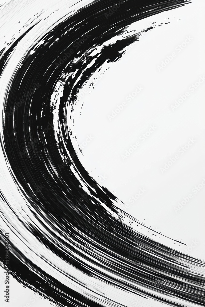 Poster black marker brush strokes creating dynamic art.