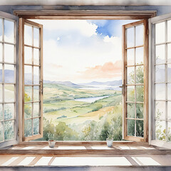 watercolor window