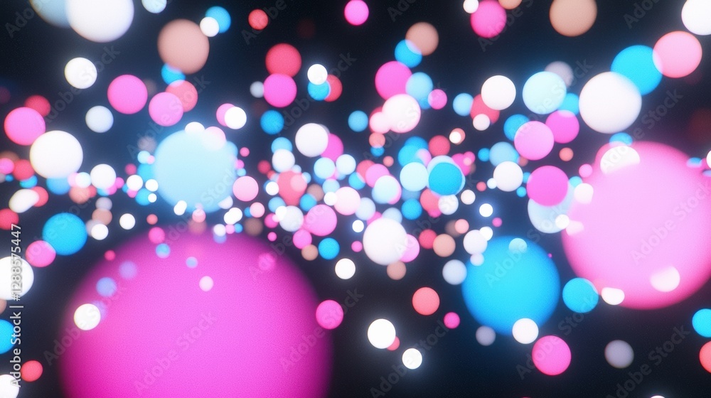 Poster vibrant bubbles dance in dark space, creating a mesmerizing visual experience.