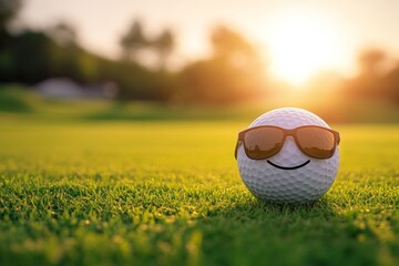 Playful Golf Ball With Sunglasses