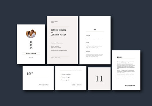 Minimal Wedding Invitation and RSVP Template