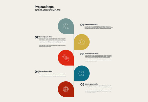 Project Steps Infographics Template with Colorful Petals