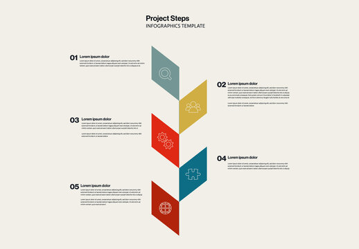 Project Steps Infographics Template with Rectangular Petals