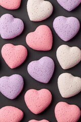 Obraz premium Celebrate love with heart-shaped treats in pink and purple shades.