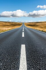 Fototapeta premium Brilliant blue highway road creates a sense speed and freedom, inviting adventure ahead.