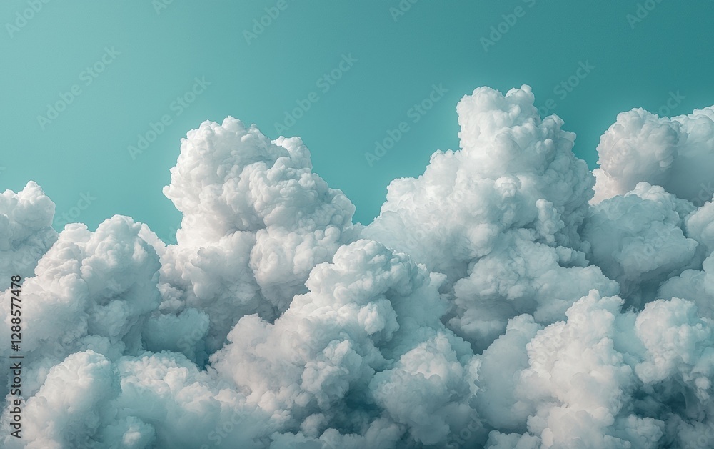 Poster bright blue clouds float in a clear sky, creating a mesmerizing atmosphere.