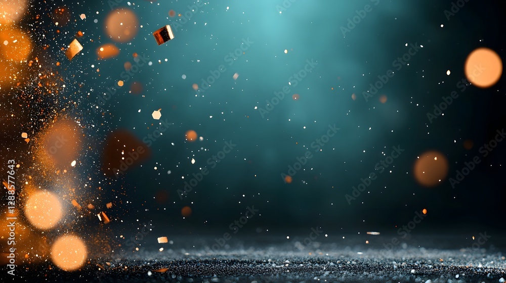 Poster elegant and captivating image of subtle glitter dust particles floating effortlessly against a dark 
