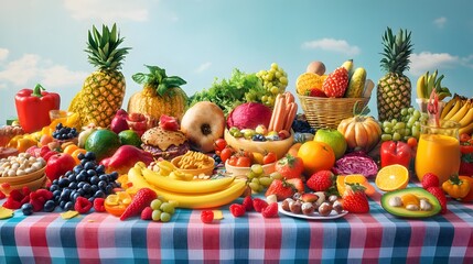 Eating Disorder: An Artistic Representation of Strangely Shaped and Uncomfortably Bright Food Items Evoking Surrealism