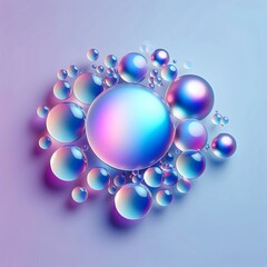 Fototapeta premium visually striking composition consisting of iridescent, translucent circles in various sizes that float against a cohesive pale purple background