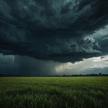 storm clouds over the field