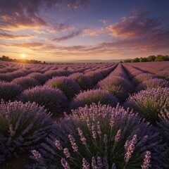 Fototapeta premium lavender field at sunset