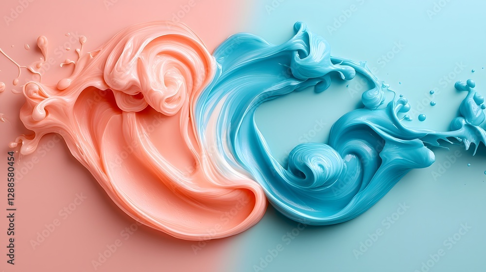 Poster elegant and soothing marble swirls in soft pink and blue tones creating a calming and visually strik