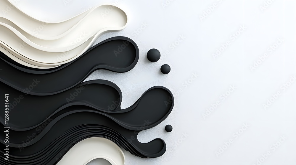 Poster elegant black and white gradient with subtle abstract waves a minimal and modern digital art design 