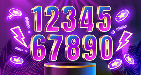Casino winning numbers, volume symbols, stock numbers set. Vector illustration 