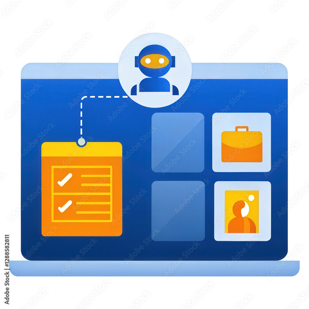 Poster ai task management, ai-enhanced productivity app interface design featuring futuristic elements for 