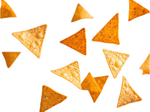 A Delicious Collection of Falling Tortilla Chips against a Black Background, capturing the essence of crunchy snack perfection