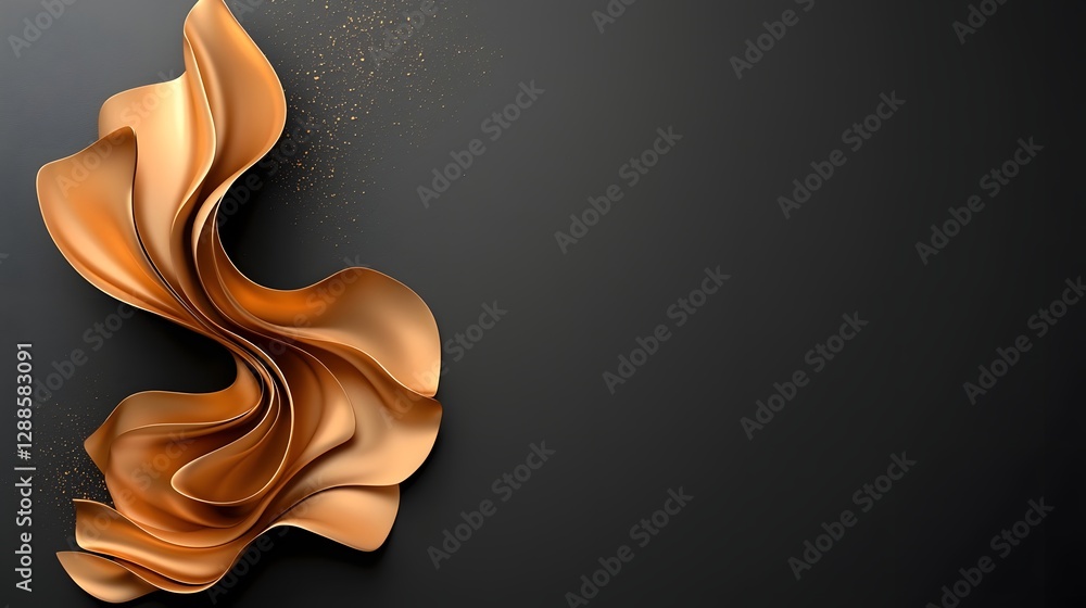 Poster elegant golden metallic waves flowing gracefully from both sides creating a dynamic and high end min