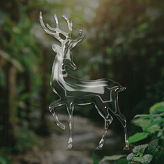 Glass Effect Deer Vector | Transparent Shiny Stag Illustration