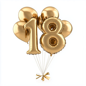 Palloncini dorati per festa di compleanno. 18 anni.