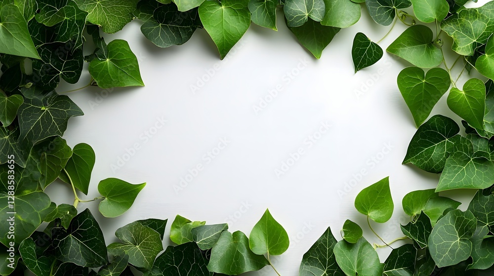 Poster elegant ivy vines forming delicate heart shapes along the edges of the frame creating a natural and 