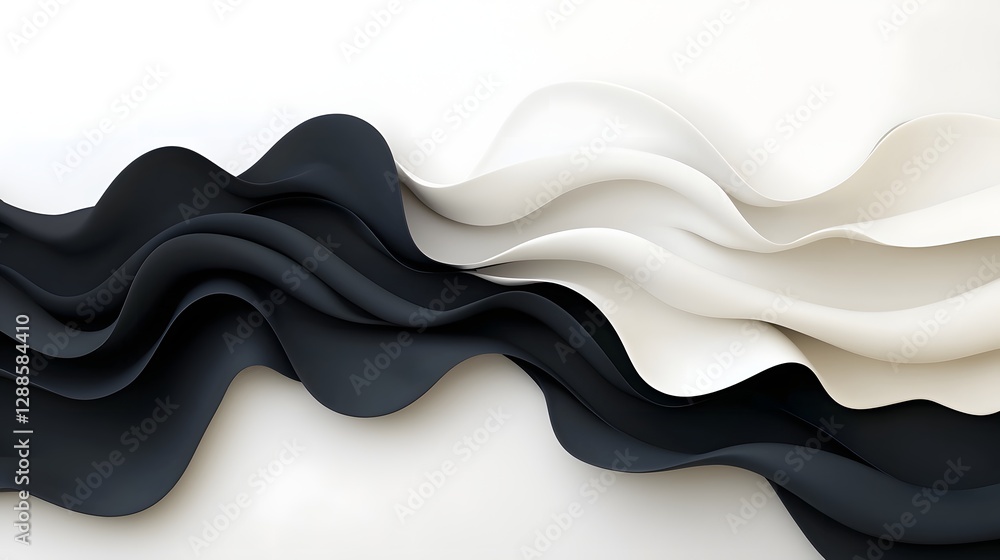 Poster elegant monochrome gradient waves with flowing abstract patterns in a minimalist modern design the s