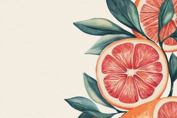 Obraz premium Fresh orange fruit border frame. Vibrant watercolor design with juicy citrus, leaves, and an energetic feel.