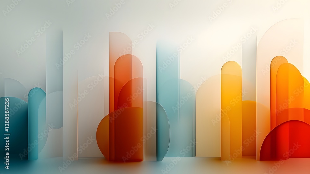 Poster elegant transparent glass textures reflecting soft luminous light against a minimalist architectural