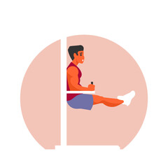 man training on parallel bars