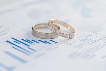 Wedding rings on financial document