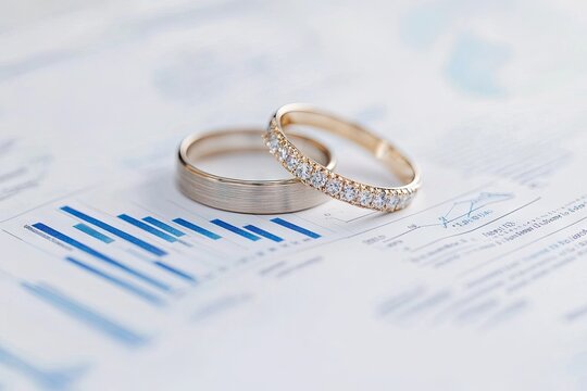 Wedding rings on financial document