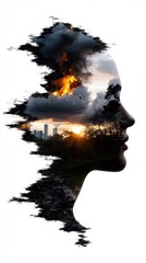 A surreal depiction of nature's impact on human emotions and thoughts.