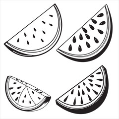 set vector various watermelon slice silhouettes