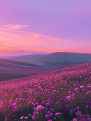 A field of beautiful purple-pink flowers, displaying the stunning hues of nature in full bloom.