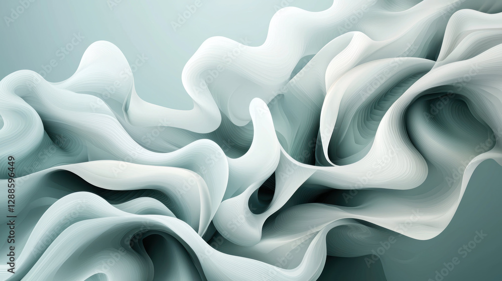 Poster abstract flowing forms in soft pastel colors create serene atmosphere