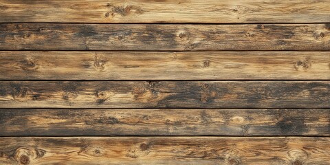 Obraz premium Rustic Weathered Brown Wooden Planks Horizontal Texture Background