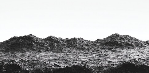 View of Black Rocky Hills Against Clear Sky Landscape Minimalist Style