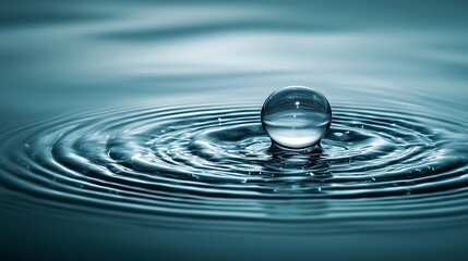 Water droplet impacting, creating ripples on dark surface.  Possible stock photo use
