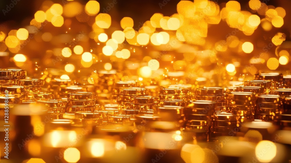 Poster a shimmering sea of gold coins glimmers in the light, creating a mesmerizing display of wealth and l