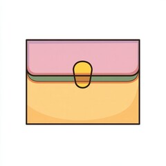 Colorful cartoon envelope with pink top and yellow bottom on white background