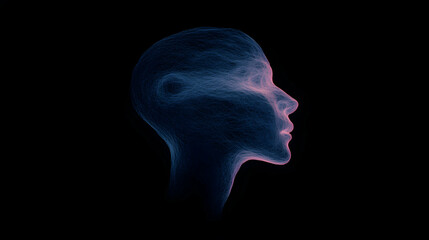 Obraz premium Digital human face emerging through AI technology, visualizing neural networks, machine learning process, and cutting edge technological advancement