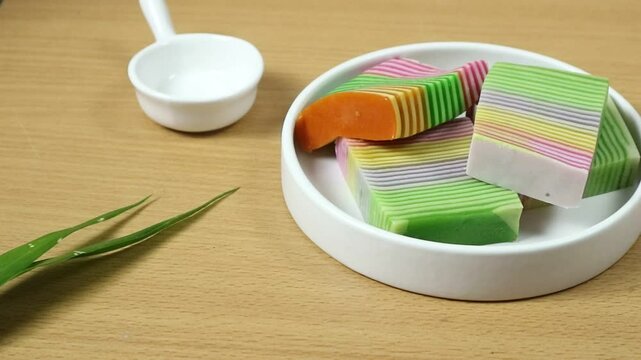 Kue Lapis or Kue Pepe or sticky layer cake, Indonesian traditional snack made from rice flour