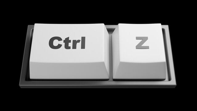 Ctrl z keys on black. Keyboard buttons to cancel action. Keys for step back. Ctrl z logo. Cancel erroneous action. Ctrl z buttons for computer. Roll back to previous step. 3d image.