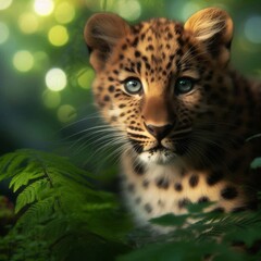 The leopard is in the foreground on the left.
