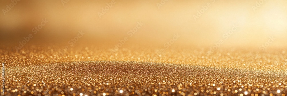 Poster golden sparkling glitter background with bokeh effect for festive and luxurious designs