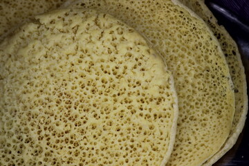 Close-up of moroccan pancake known as Baghrir